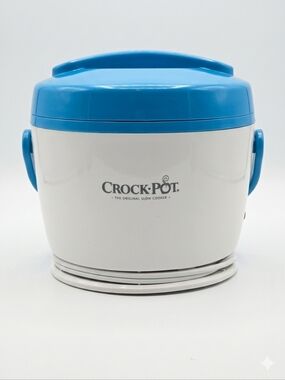 Mini Lunch Crock Pot Blue And White Portable Warmer